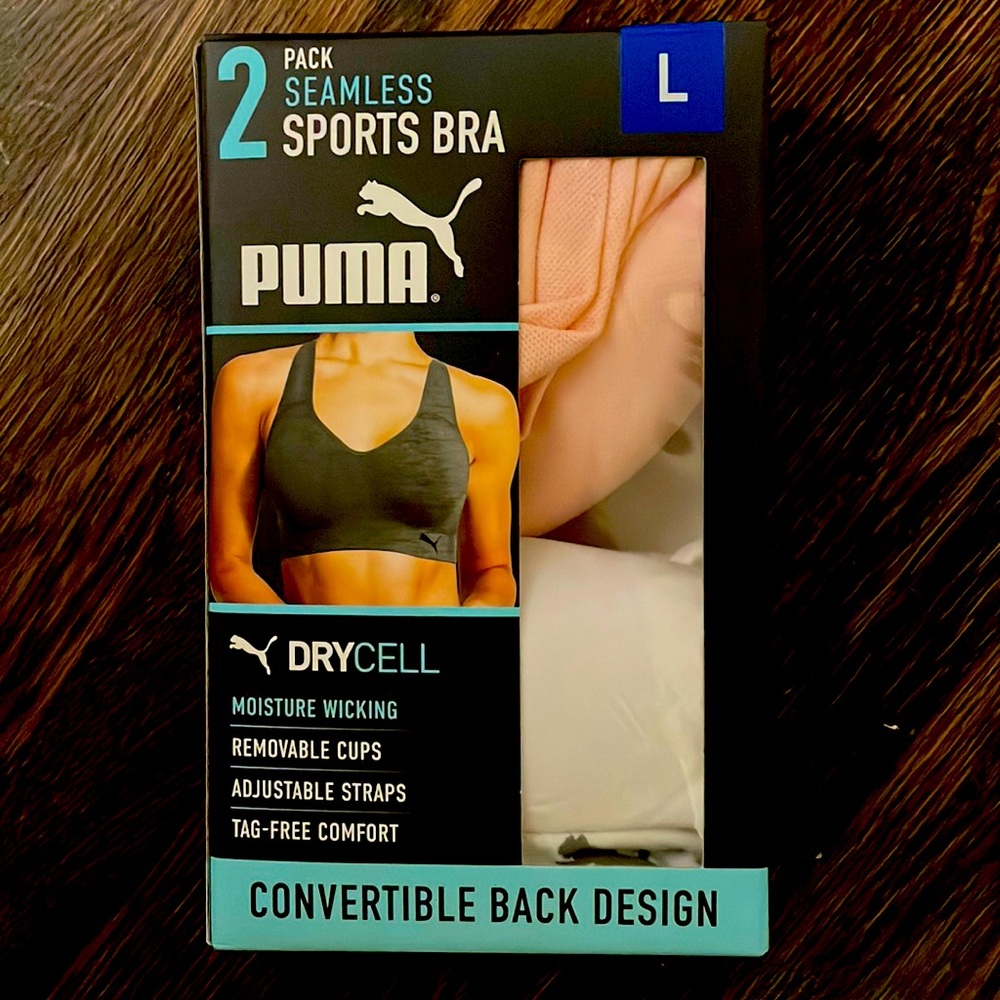 Brand new Puma 2 pack of Women’s Sportbras - one pink, one white